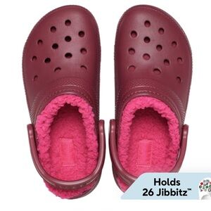 Fuzzy lines crocs. Brand new never worn.